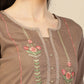 Brown Embroidered Chinon Straight Kurta With Trouser & Dupatta - Salimar