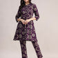 Aavyora Women's Purple Abstract Printed Pure Cotton Co-ord Set - Swadesiicart