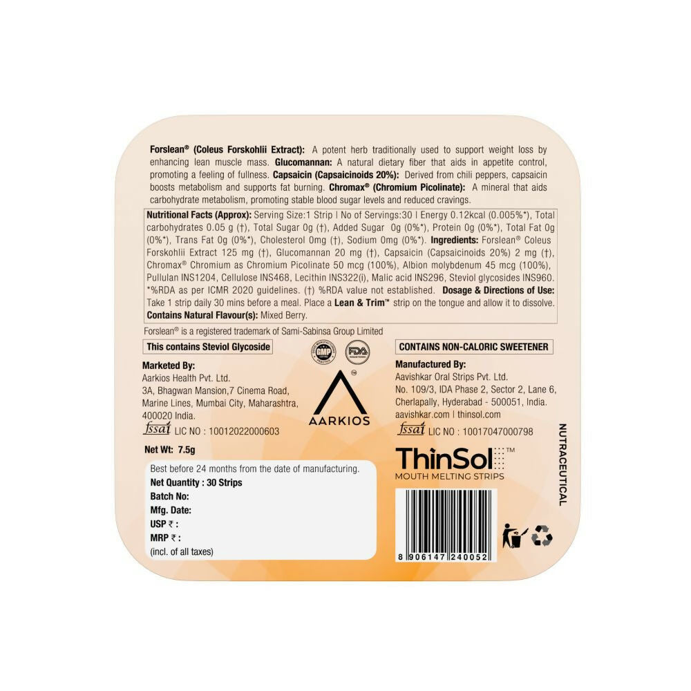 HealthAid Lean & Tirm ThiSolves Oral Strips - Swadesiicart