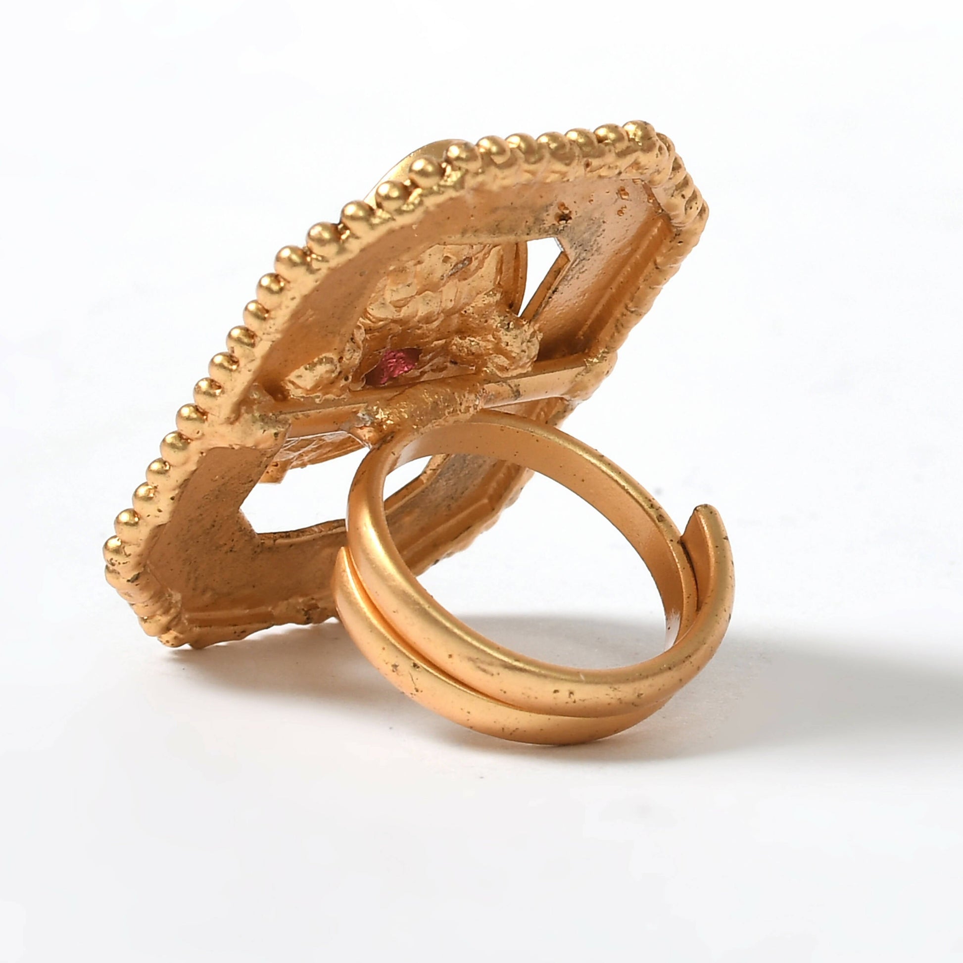 Mominos Fashion Joharkamal Gold-Polished Stone Studded Adjustable Finger Ring - Design 018 | Swadesiicart