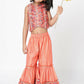 Lil Drama Golden Weaves Orange Crop Top With Palazzo Co-Ordinate Set - Swadesiicart