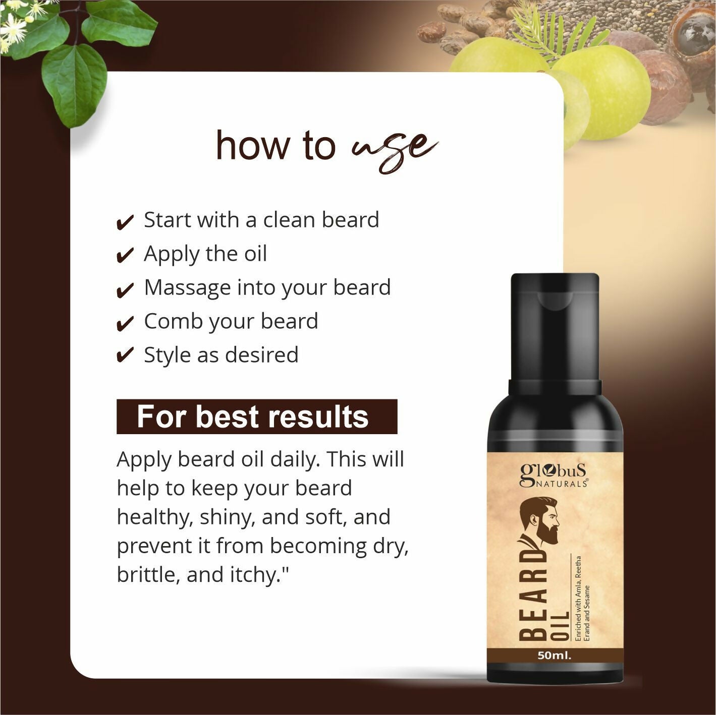 Globus Naturals Ayurvedic Beard Oil | Swadesiicart