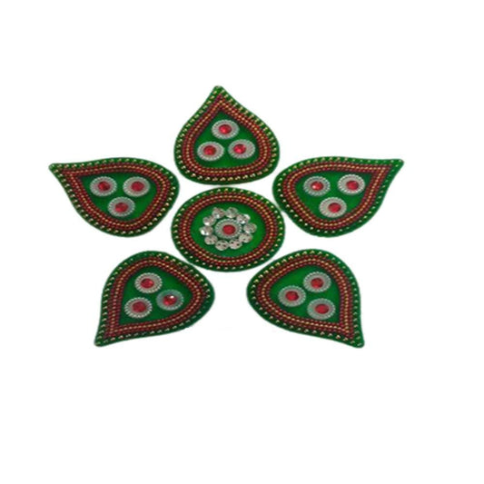 Kundan HandiKrafts Handcrafted Green Colour Kundan Rangoli - Aahana - The Bliss Store