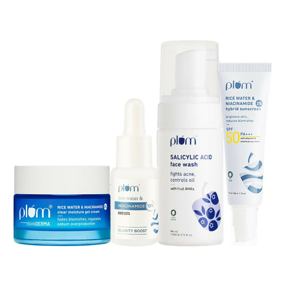 Plum CSMS (Cleanser, Serum, Moisturizer, Sunscreen) Combo for Bright, Clear & Blemish-Free Skin | Swadesiicart