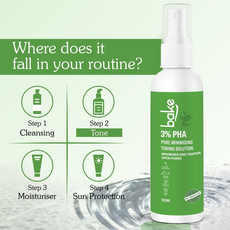 Bake 3% Pha Pore Minimising Toner With Gluconolactone & Niacinamide For Open Pores & Acne | Swadesiicart
