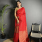 Joban Fashion Red Banarasi Soft Lichi Silk Checks & Woven Saree | Swadesiicart