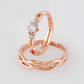 VOJ Stainless Steel Cubic Zirconia Rose Gold-Polished Adjustable Ring Set for Couple | Swadesiicart