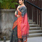 Beatitude Grey Slub Cotton Floral Jamdani Saree