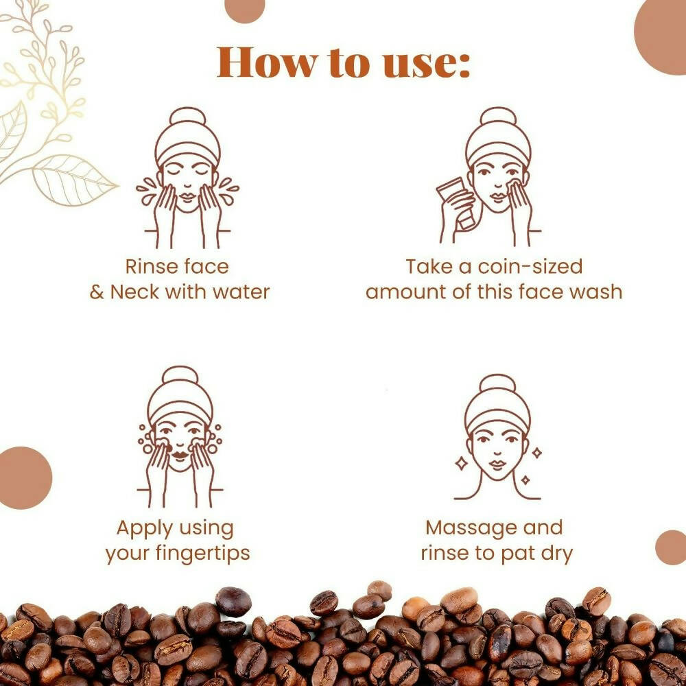 NutriGlow NATURAL'S Coffee Face Cleanser with Yogurt & Honey for Blackhead Removal Face Wash - Swadesiicart