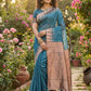 Shree Shyam Fashion Blue Linen Cotton Saree