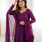 Joban Fashion Wine Kurta Set Georgette Sequence Embroidery Work - Swadesiicart