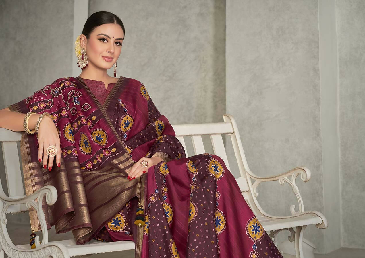 Maroon Rangkat Tussar Silk Woven Design Saree with Unstitched Blouse - Mohmanthan Eshani | Swadesiicart