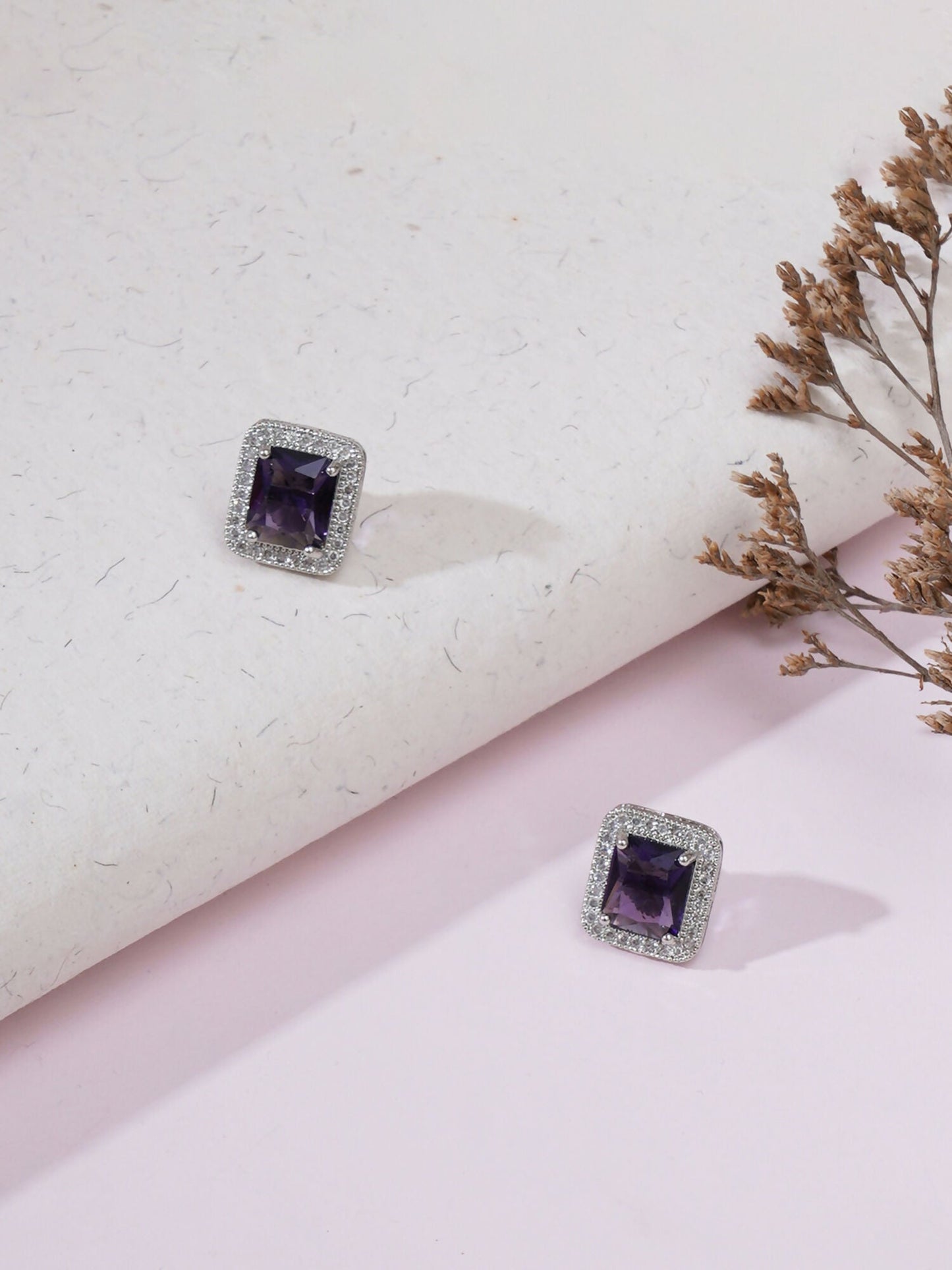 stone stud (purple) - Ruby Raang - Swadesiicart