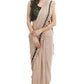Mominos Fashion All Season Wear Beige And Black Colour Ruffled Ready To Wear Saree - Swadesiicart