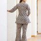 Yufta Ethnic Motifs Print Grey Cotton A-Line Co-Ord Set - Swadesiicart