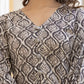 Yufta Ethnic Motifs Print Grey Cotton A-Line Co-Ord Set - Swadesiicart
