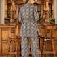 Yufta Ethnic Motifs Print Navy Blue Cotton Co-Ord Set - Swadesiicart