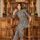 Yufta Ethnic Motifs Print Navy Blue Cotton Co-Ord Set - Swadesiicart