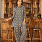 Yufta Ethnic Motifs Print Navy Blue Cotton Co-Ord Set - Swadesiicart
