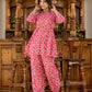 Yufta Ethnic Motifs Print Pink Cotton Co-Ord Set - Swadesiicart