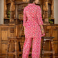 Yufta Ethnic Motifs Print Pink Cotton Co-Ord Set - Swadesiicart
