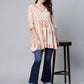 Ahalyaa Women Beige Pure Cotton Printed Tunic | Swadesiicart