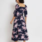 Blue Crepe Floral Printed Top with Matching Skirt - Shivani