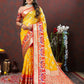Lorenvalley Fashion Yellow Organza Silk Woven Design with Meenakari Weaving Saree - Swadesiicart
