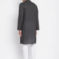 Even Apparels Grey Pure Cotton Men's Kurta With Band Collar | Swadesiicart