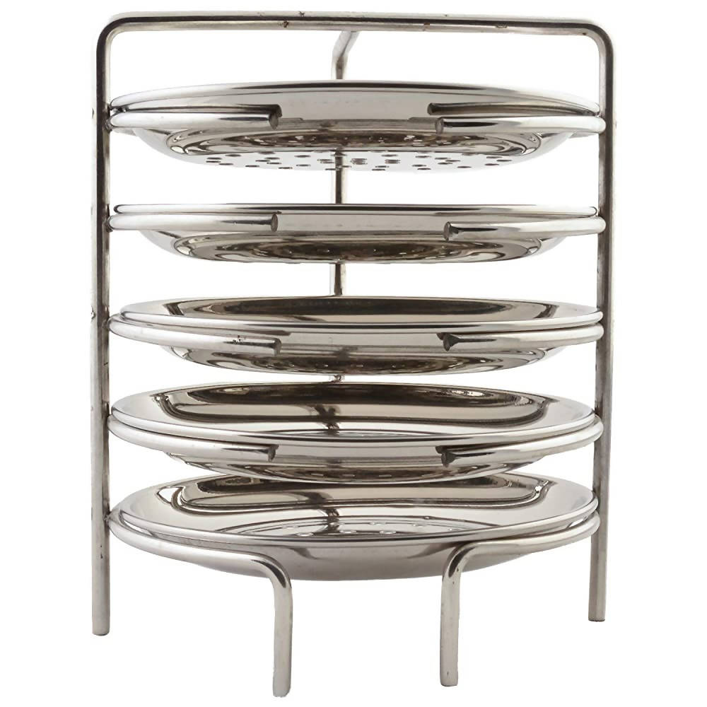Jain Stainless Steel Idiappam Stand 5 Plates - Silver - Swadesiicart