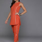 Ahalyaa Women's Traditional Wear Co-ods - Orange - Swadesiicart