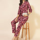 Janasya Women's Purple Cotton Floral Printed Casual Straight Kurta Set | Swadesiicart