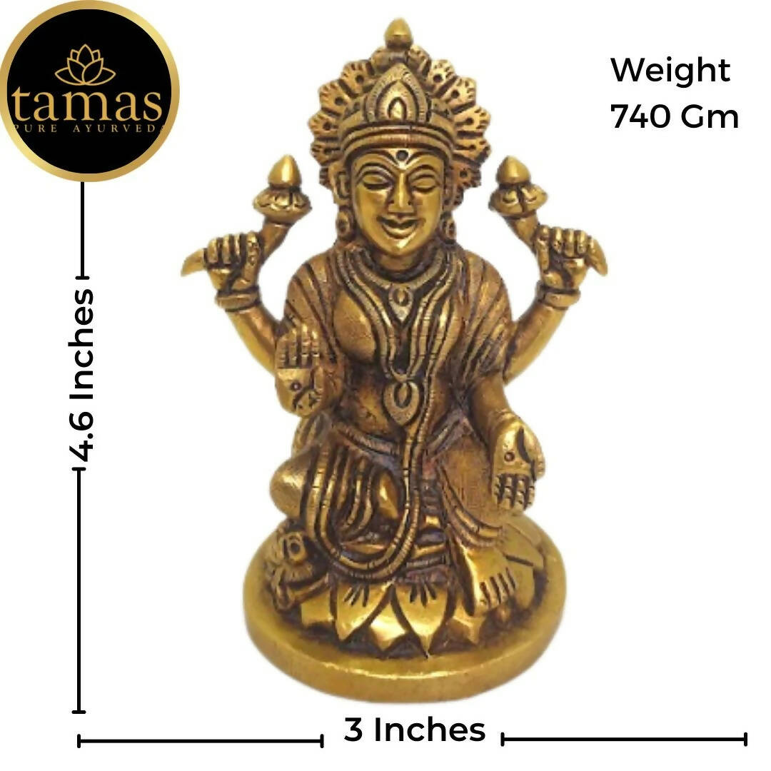 Tamas Brass Ganesh Lakshmi Statue | Golden Finish | Diwali Decor - Swadesiicart