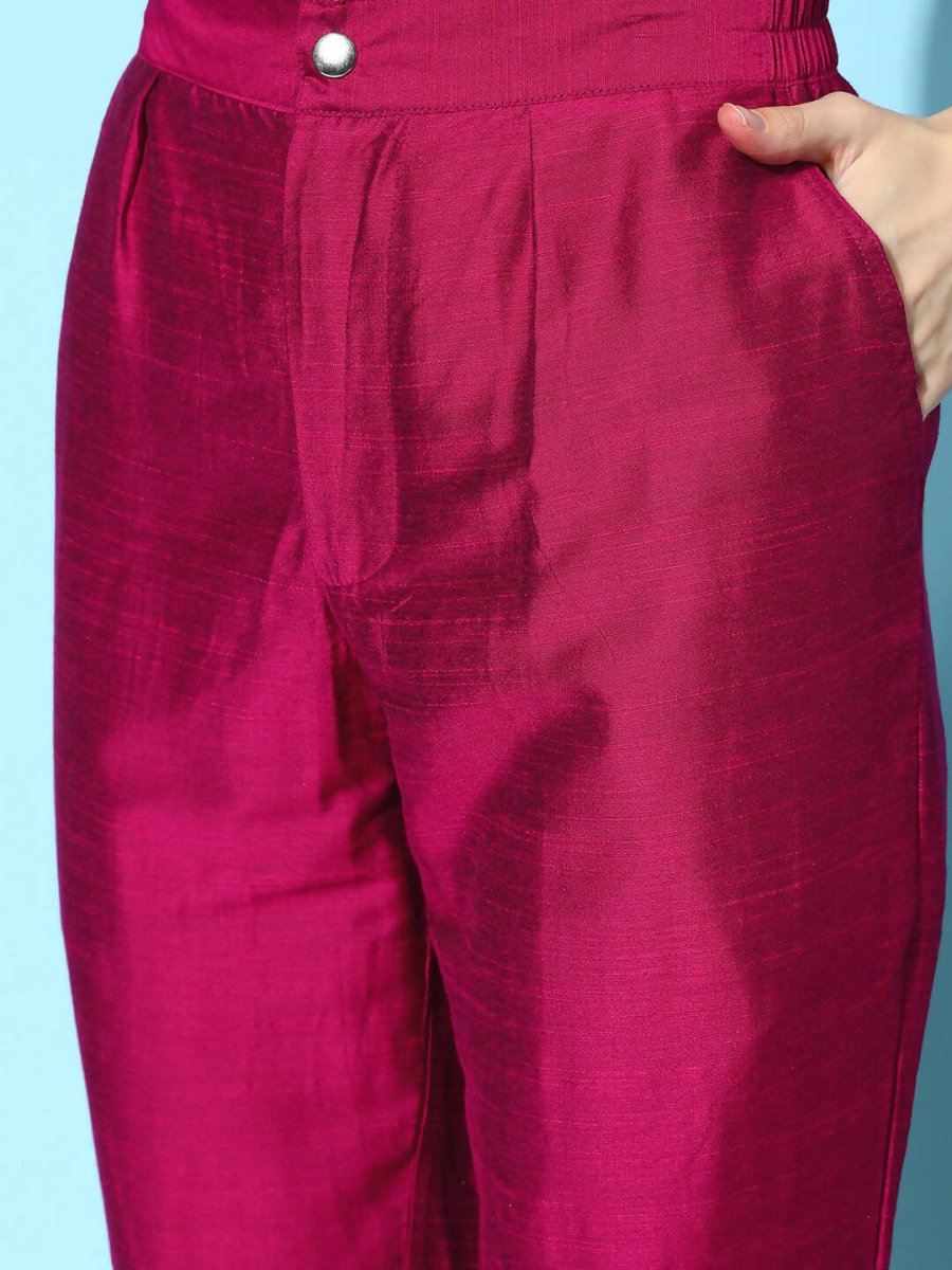 Ahalyaa Women's Traditional wear Kurta Set - Burgundy | Swadesiicart