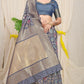 Jyoti Fashion Women's Grey Kanjivaram Silk Zari Woven Saree with Blouse | Swadesiicart