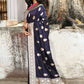 Joban Fashion Navy Blue Pure Katan Pure Handloom Banarasi Silk Saree | Swadesiicart