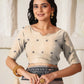 Shree Shyam Fashion Linen Cotton Black & Cream Saree