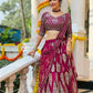 Jyoti Fashion Graceful Cherry Red Faux Georgette Jari Embroidery Lehenga Choli with Dupatta | Swadesiicart