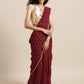 Ahalyaa Women's Maroon Georgette Gold Foil Print Ready to Wear Saree | Swadesiicart