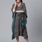 Ahalyaa Crepe Black Digital & Foil Floral Printed Kaftan | Swadesiicart