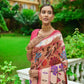 Vishnu Weaves Women's Gajri Paithani Silk Zari Woven Saree with Unstitched Blouse - Swadesiicart