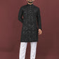 Anaita Black Embroidered Silk Straight Kurta