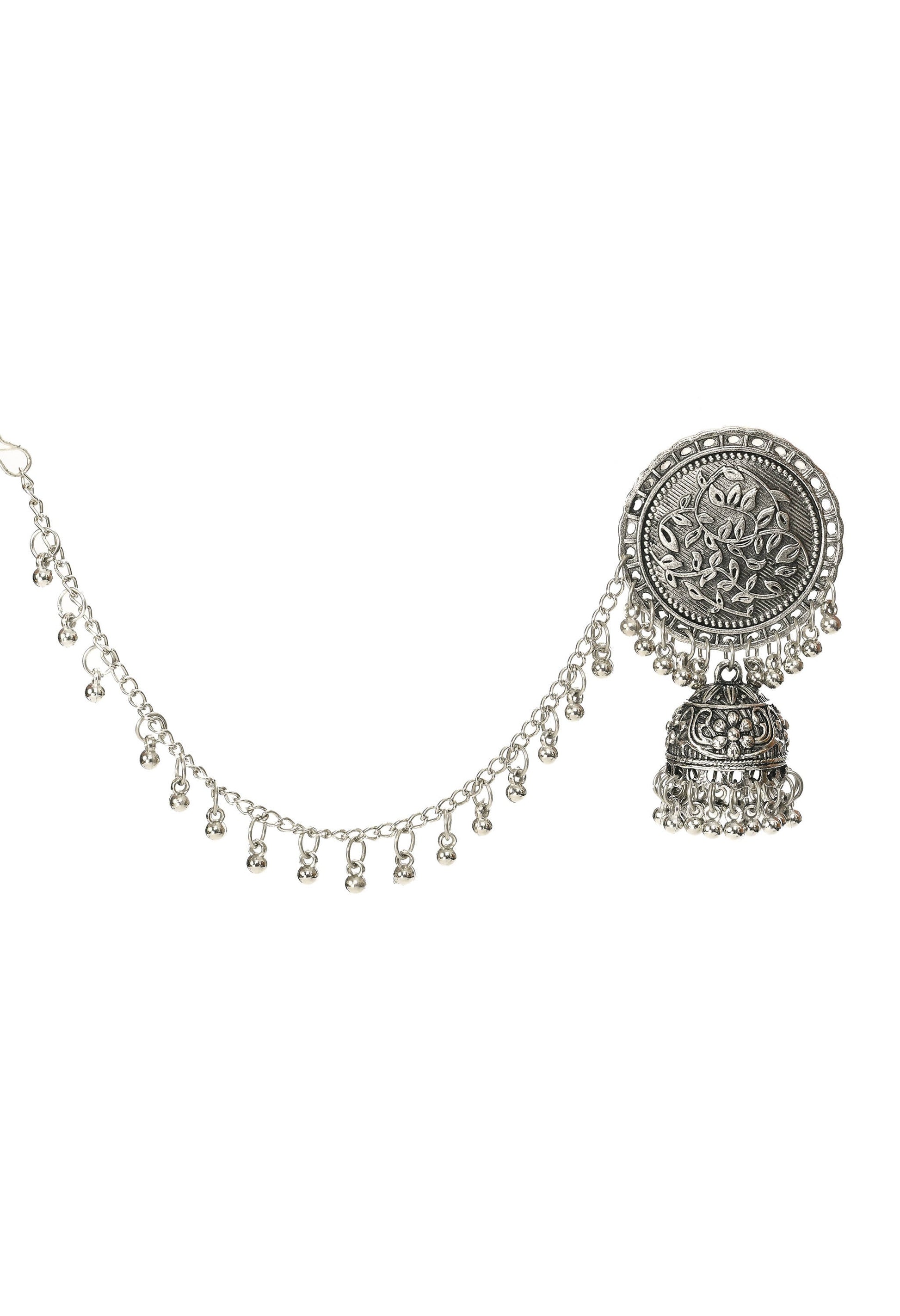 Mominos Fashion Johar Kamal Trendy Oxidized Silver Plated Bahubali Jhumkas - Swadesiicart