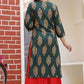 Alvano Printed Kurta With Sharara Set for Women's and Girls Rayon (Green)