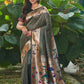 Vishnu Weaves Women's Bottle Green Paithani Silk Minakari Zari Woven Saree with Unstitched Blouse - Swadesiicart
