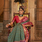Siam Green Banarasi Weaving, Ultra Aqua Finish, Zari Work Banarasi Silk Saree - Rath Kunti - Swadesiicart