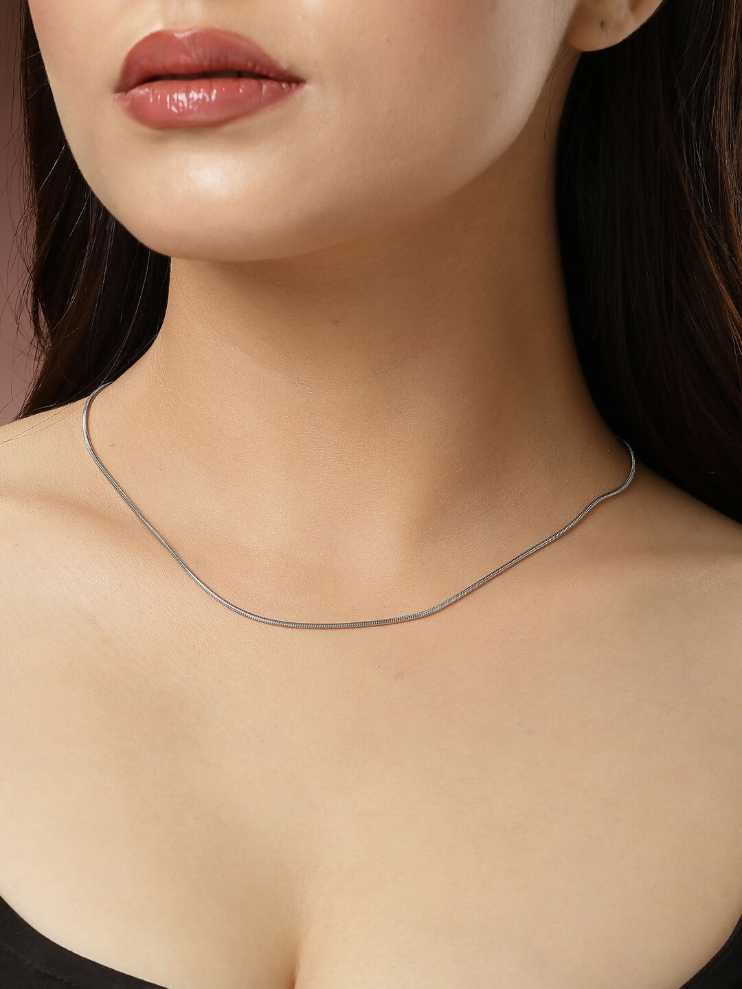 NVR Women's Set of 2 Silver & Gold Rhodium-Plated Minimal Chain | Swadesiicart