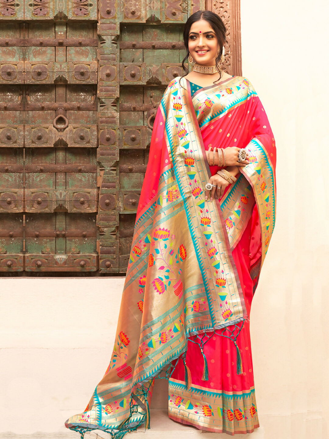 Shree Shyam Fashion Silk Blend Pink Saree