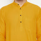 Even Apparels Yellow Pure Cotton Long Men's Kurta With Band Collar | Swadesiicart