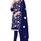 Blue Organza Silk Embroidered Work Unstitched Dress Material - Tanvi